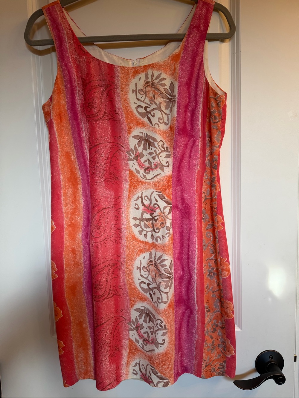 Sleeveless Stripe & Floral Mini Dress in Pink and Orange